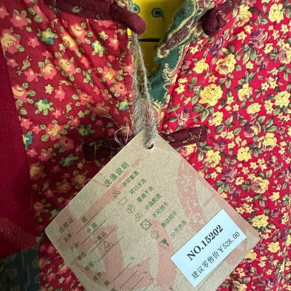 Floral Japanese Boho patchwork Cotton Coat Jacket ONE SIZE small medium large - Picture 6 of 8